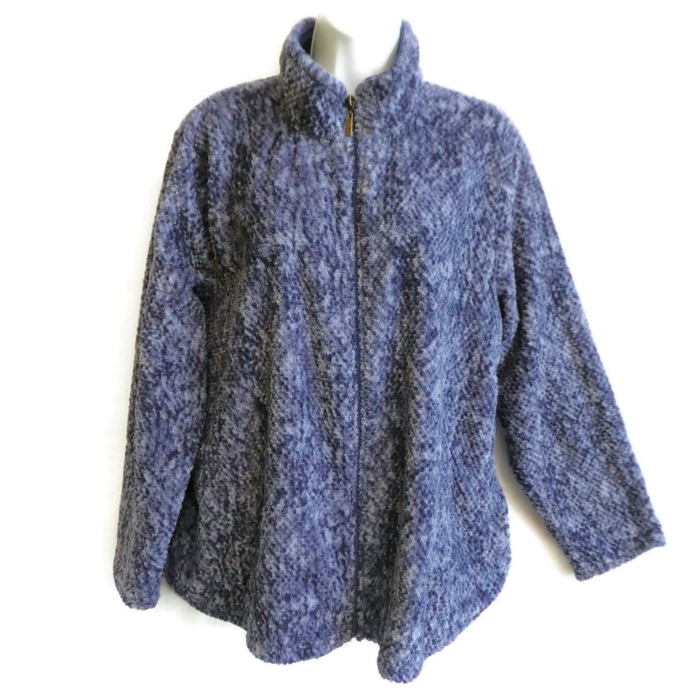 Stan Herman Fleece Purple Heather Marble Front Zip Pockets XL